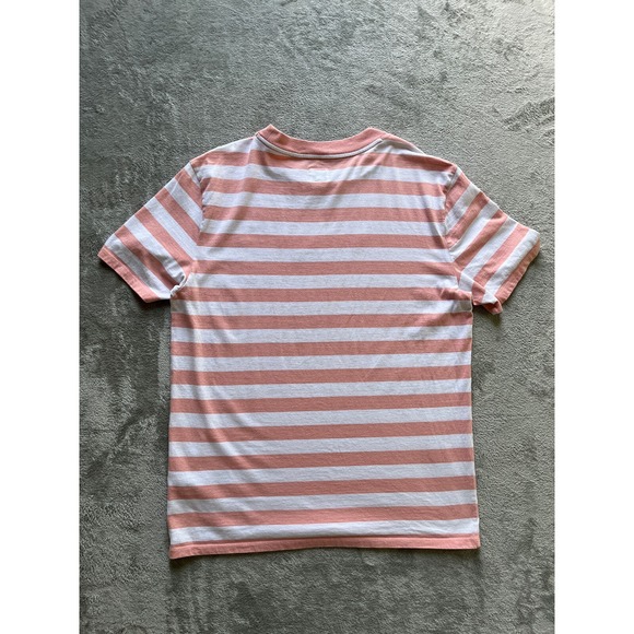 Guess TShirt Mens Medium Pink White Striped Embroidered Logo Short Sleeved Crew - Picture 7 of 13
